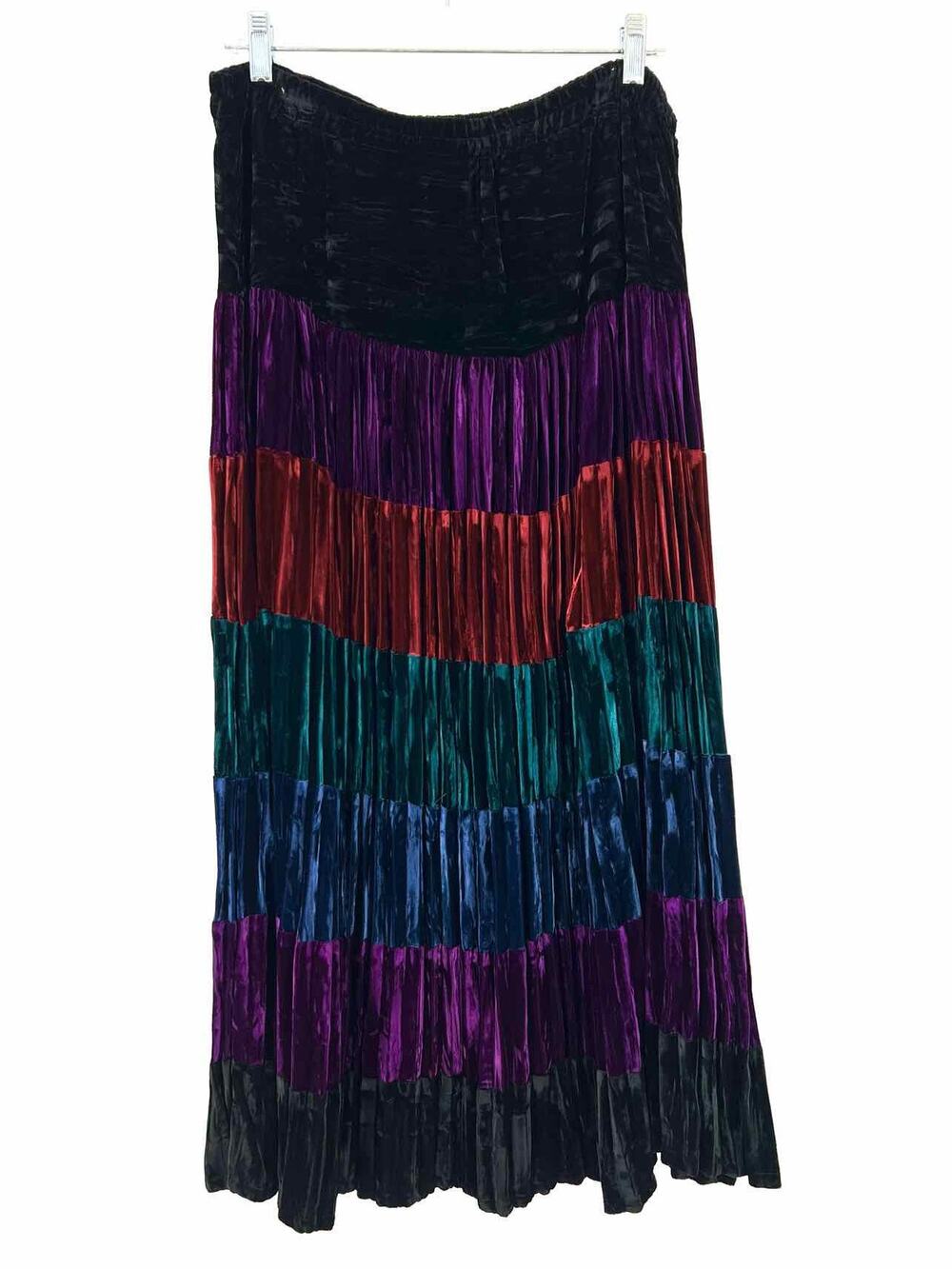 Double D Ranch Size M Black/Multi Color Block Velvet AS IS Designer Skirt